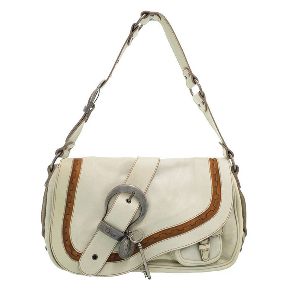 Christian Dior Gaucho Saddle Bag Shoulder Bag Ivory